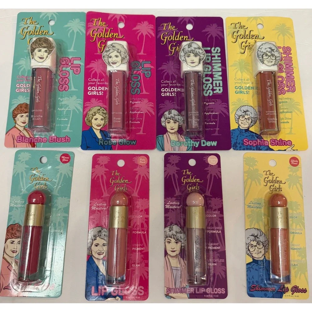 The Golden Girls Lip Gloss Shimmer Set of 8 Blanche Rose Dorothy Sophia NIP